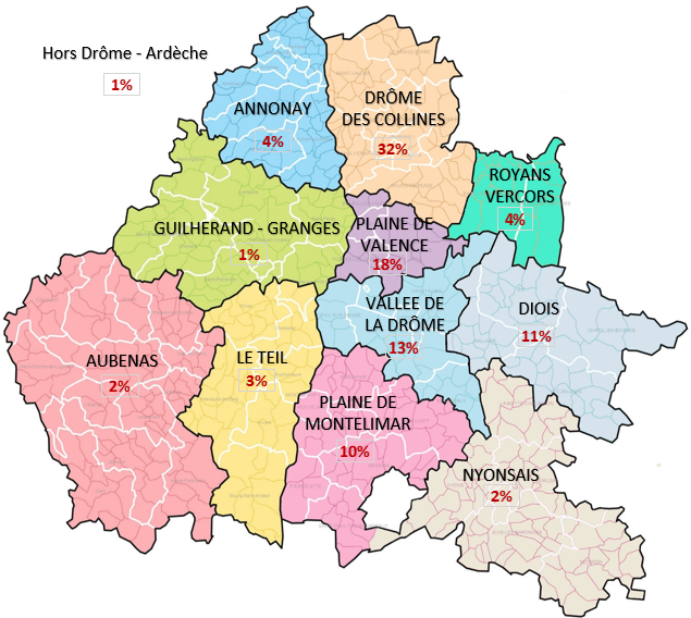 Répartition des adhérents sur le territoire