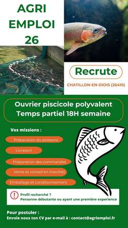 Photo de l'actualit� Poste en CDI temps partiel dans une Pisciculture